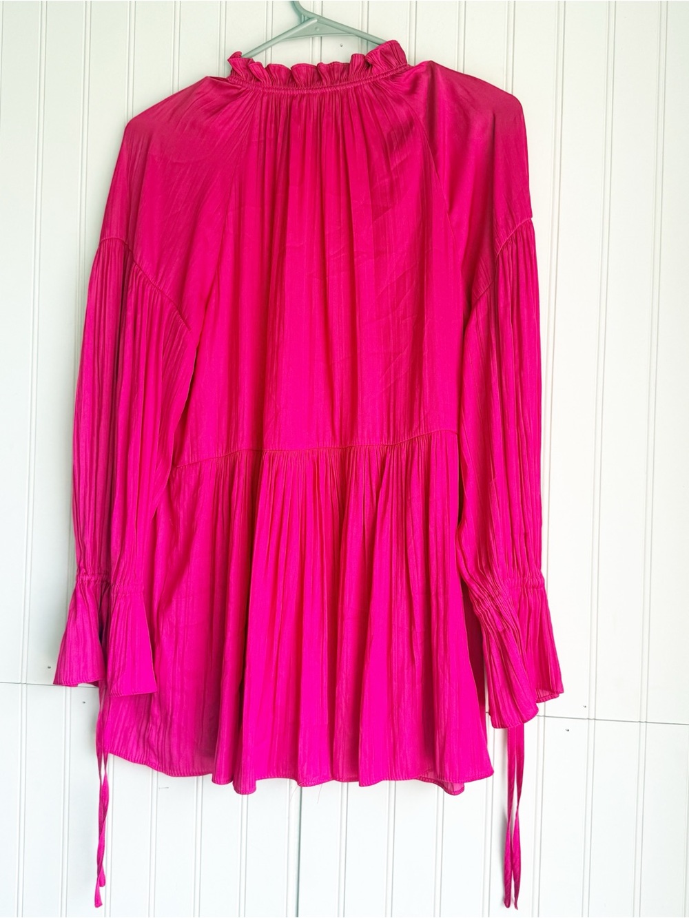 By Anthropologie Size M Pink Magenta Split-Neck Babydoll Blouse - Picture 8 of 8